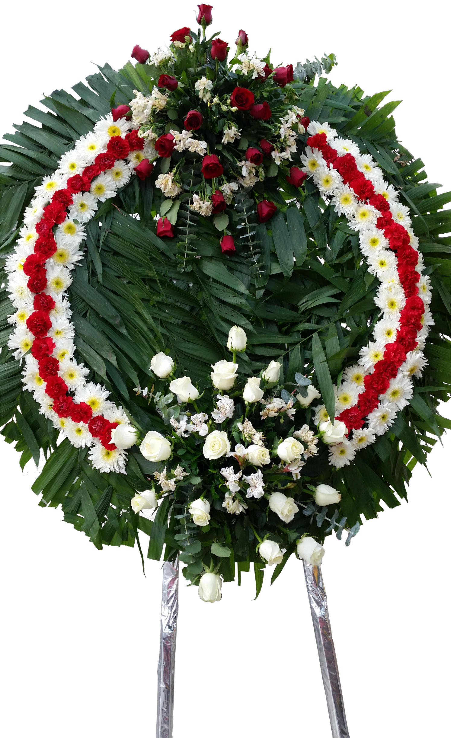 Corona funeral con dos arreglos al frente